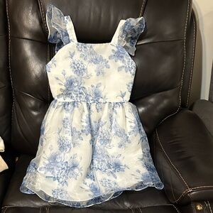 Rare Editions White and Blue Floral Dress